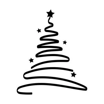 Christmas tree. Continuous one line drawing. Vector illustration Editable str Stock Illustration