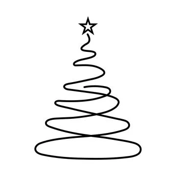 Christmas tree. Continuous one line drawing. Vector illustration Editable s.. Stock Illustration