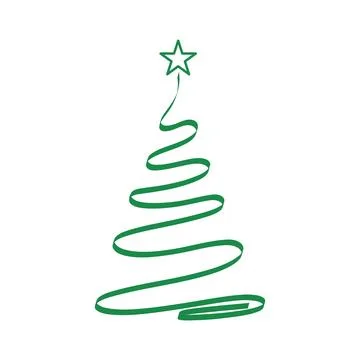 Christmas tree. Continuous one line drawing. Vector illustration Editable str Stock Illustration