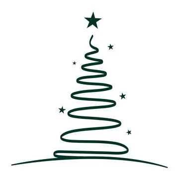 Christmas tree. Continuous one line drawing. Vector illustration Editable s.. Stock Illustration