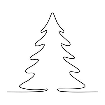 Christmas tree. Continuous one line drawing. Vector illustration Editable str Stock-Illustration