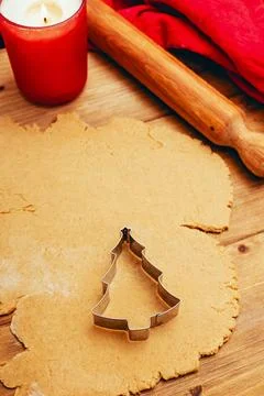 Christmas Tree Cookie Preparation Stockfoto's
