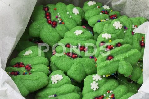 Christmas tree cookies Stock Photos