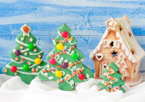 Christmas Tree Cookies Stock Photos