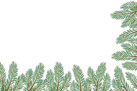 Christmas tree corner frame decoration. For New year cards, posters. Illustrazione stock