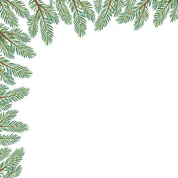Christmas tree corner frame decoration. For New year cards, posters. Illustrazione stock