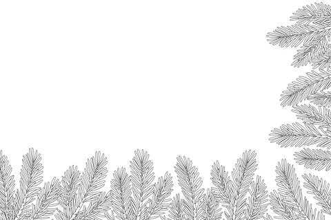 Christmas tree corner frame decoration. Hand drawn doodle style Stock Illustration