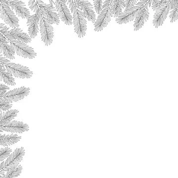 Christmas tree corner frame decoration. Hand drawn doodle style Illustrazione stock