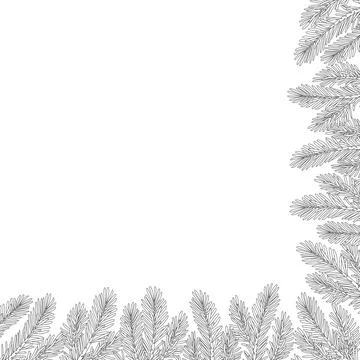 Christmas tree corner frame decoration. Hand drawn doodle style Illustrazione stock
