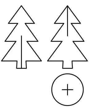 Christmas tree cut model. DIY Christmas tree, Printable DIY template for 3D Stock Illustration