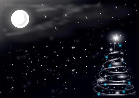 Christmas tree on a dark background Illustrazione stock