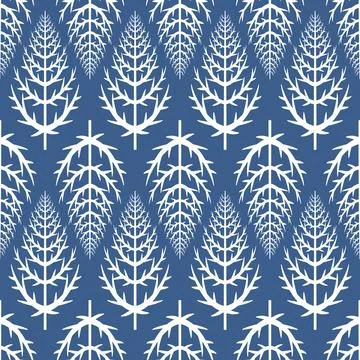 Christmas tree on dark blue background seamless pattern for design. Christmas Stock Illustration
