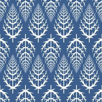 Christmas tree on dark blue background seamless pattern for design. Christm.. Stock Illustration