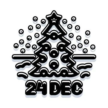 Christmas tree on december 24 holiday icon Stockillustratie