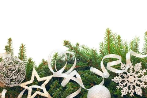 Christmas tree with decor Stock Photos