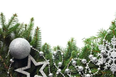 Christmas tree with decor Stock Photos