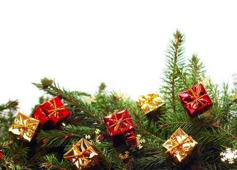 Christmas tree with decor Stock Photos