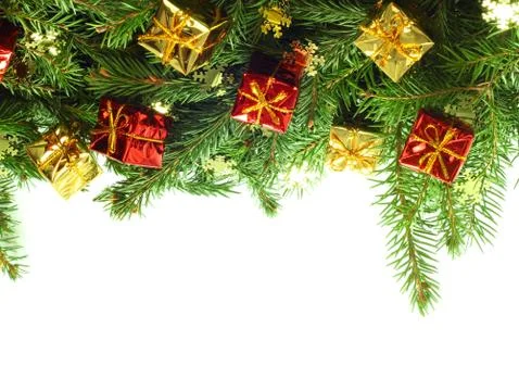 Christmas tree with decor Stock Photos