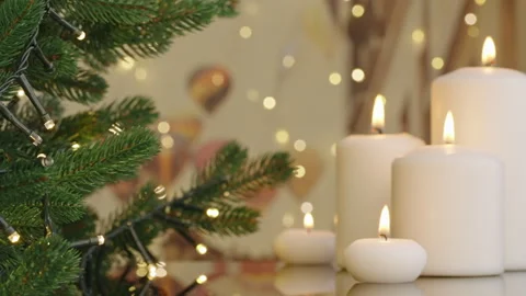 Christmas tree decorated on background. Winter holidays concept Stock Footage 263104708