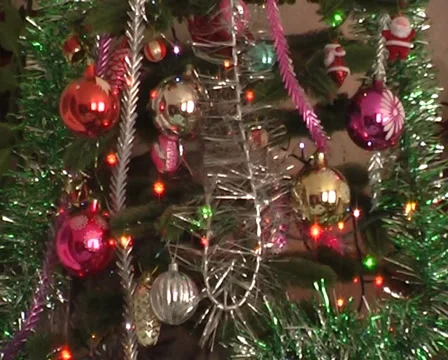 Christmas tree decorated with balls Stock Footage 33420569
