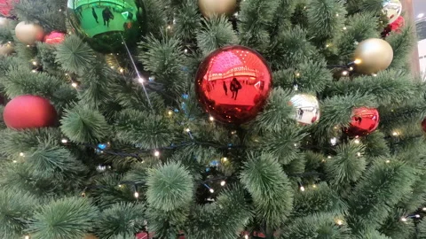 Christmas tree decorated with balls. Stock Footage 166120093