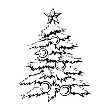 Christmas tree decorated with balls Stock Illustration