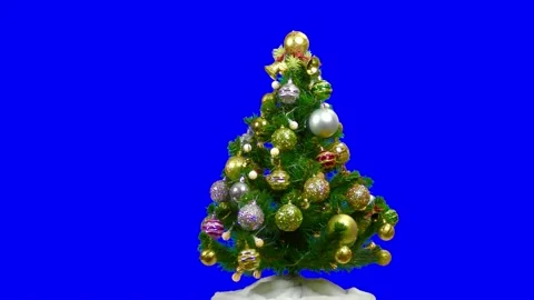 Christmas tree decorated with a blinking garland and balls Stock Footage 201002473