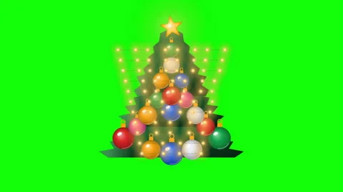 Christmas-tree-decorated-green-screen Vídeos de archivo 345693806