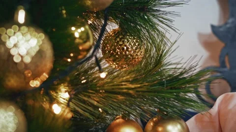 Christmas tree decorated luminous in 4k Stock Footage 144615359