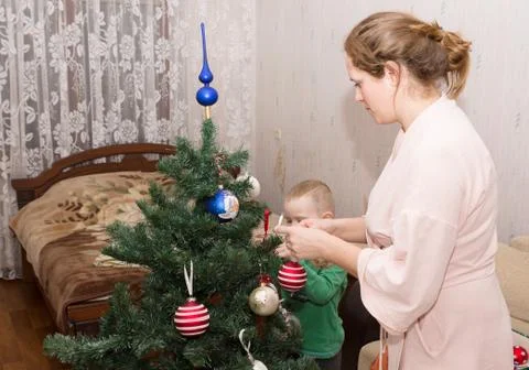 Christmas tree decorated Stock Photos