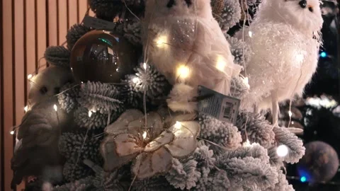 Christmas tree decorated in the store Video stock 166047833