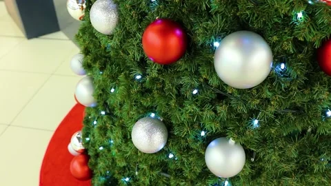 Christmas tree decorated with toys Stock Footage 166312850
