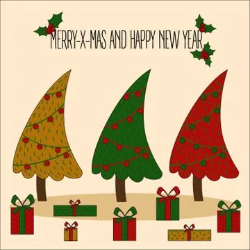 Christmas tree decorated vector illustration Stock Illustration