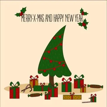 Christmas tree decorated vector illustration Stock Illustration