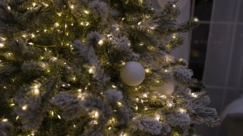 Christmas tree decorated with warm lights Stock Footage 323224207