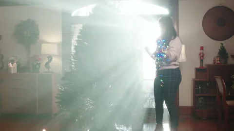 Christmas Tree Decorating 4K 48FPS SLO-MO Stock Footage 144462475