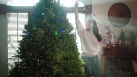 Christmas Tree Decorating 4K 48FPS SLO-MO Stock Footage 144462491