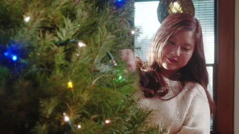 Christmas Tree Decorating 4K 48FPS SLO-MO Stock Footage 144462750