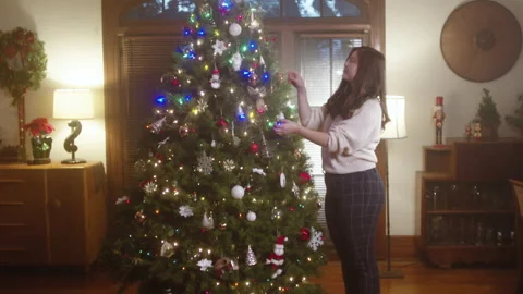 Christmas Tree Decorating 4K 48FPS SLO-MO Stock Footage 144462946