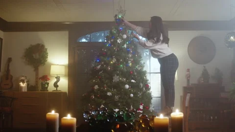 Christmas Tree Decorating 4K 48FPS SLO-MO Stock Footage 144462994