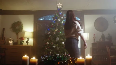 Christmas Tree Decorating 4K 48FPS SLO-MO Stock Footage 144463032