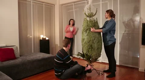 Christmas tree decorating time-lapse Stock Footage 12300816