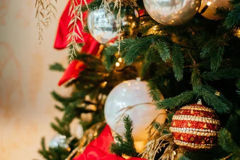 Christmas tree decoration background Stock Photos