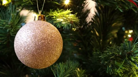 Christmas tree decoration with blinking lights. Stock Footage 145354767