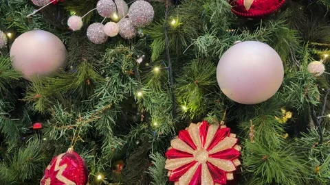 Christmas tree decoration blinking twinkle light bulb  Stock Footage 221819080