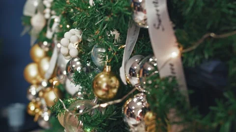 Christmas tree decoration close up Stock Footage 144327166