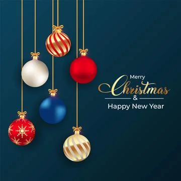 Christmas tree decoration elements with luxurious red, blue, white, and golde Stock Illustration