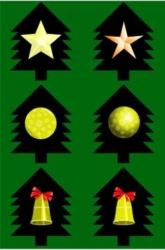 Christmas tree decoration items vector set Stock Illustration