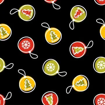 Christmas tree decoration seamless pattern Stock Illustration