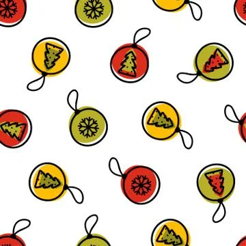 Christmas tree decoration seamless pattern Stock Illustration